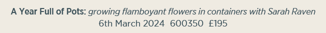 A Year Full of Pots: growing flamboyant flowers in containers with Sarah Raven 6th March 2024. 600350. £195. 