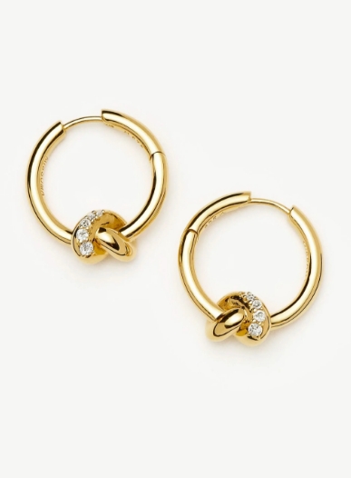 Lucy Williams Pavé Knot Small Hoop Earrings