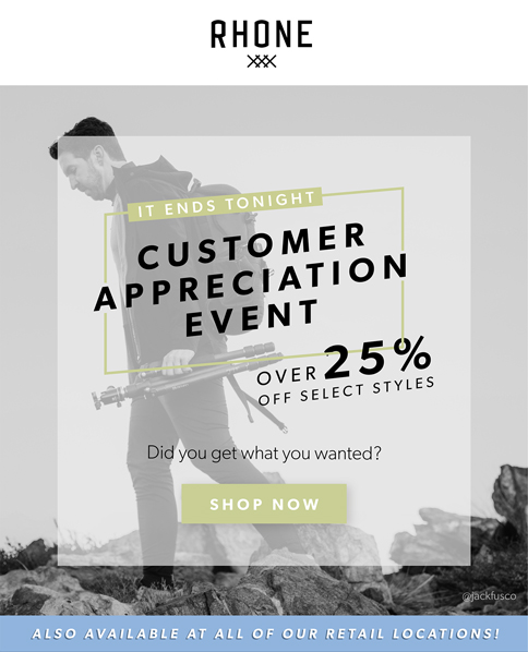 Customer Appreciation Event 25% Off Select Styles