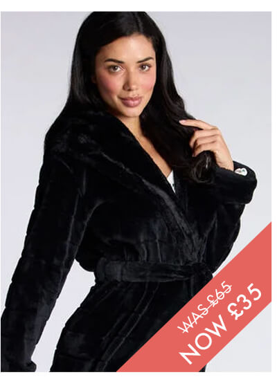 Fluffy cut fur long dressing gown