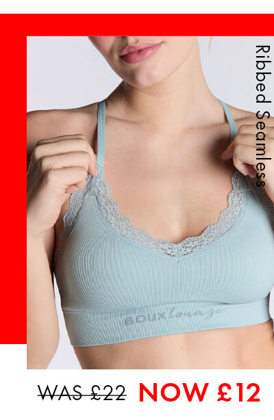 Ribbed seamless lace bralette