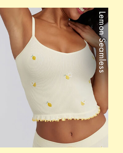 Lemon embroidered seamless cami top