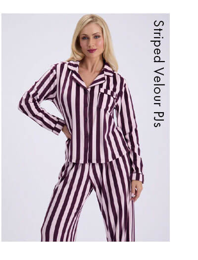 Striped velour pj set
