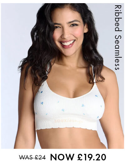 Ribbed seamless floral embroidered bralette