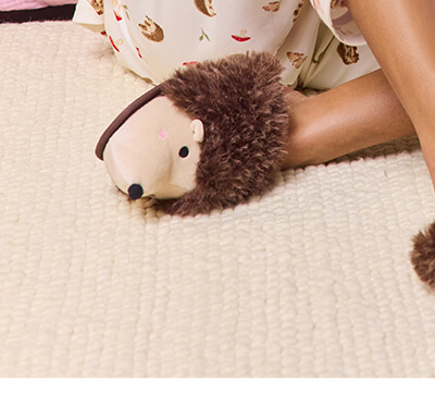 Hedgehog garden fleece pyjamas in a bag