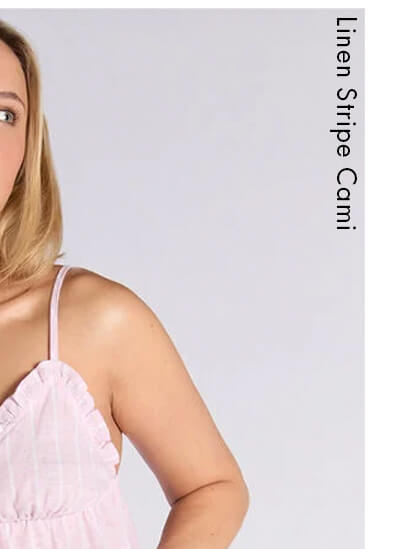 Linen blend stripe cami short pyjama set 