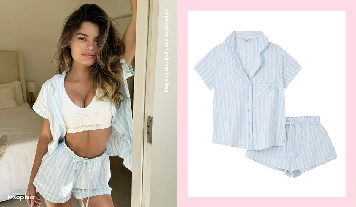Stripe cotton short pyjamas in a bag