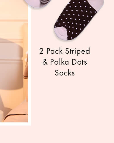 2 pack striped & polka dots midi socks
