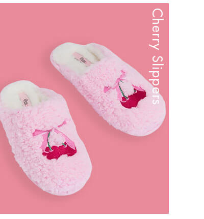 Cherry and bow embroidered mule slippers