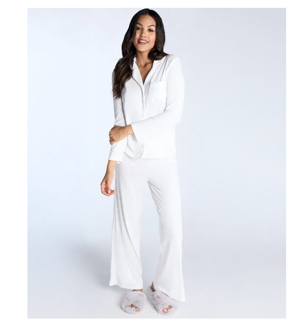 Ribbed modal pyjama top - Cream