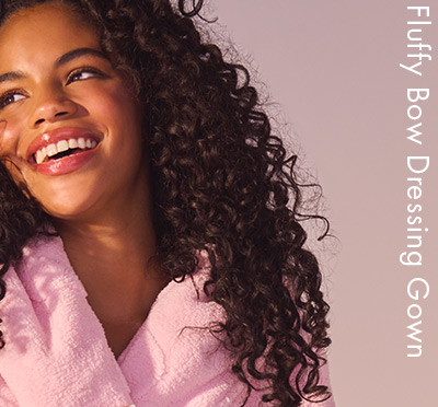 Fluffy bow short dressing gown
