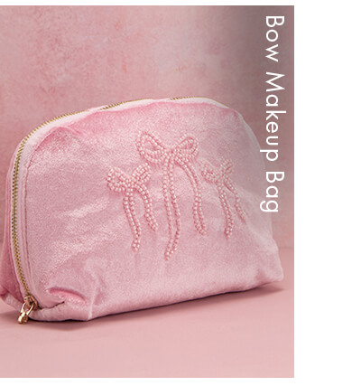 Beaded bow makeup bag