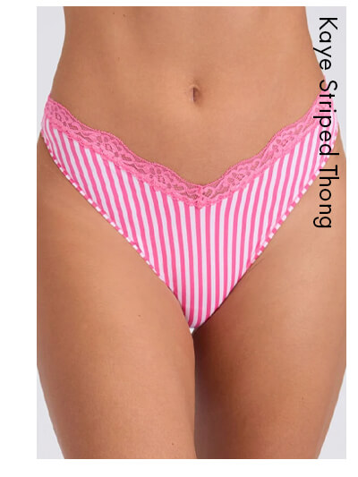Kaye striped high leg thong