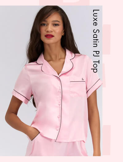Luxe satin short-sleeved pyjama top