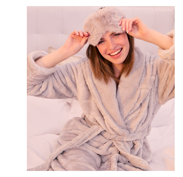Fluffy cut fur detail long dressing gown