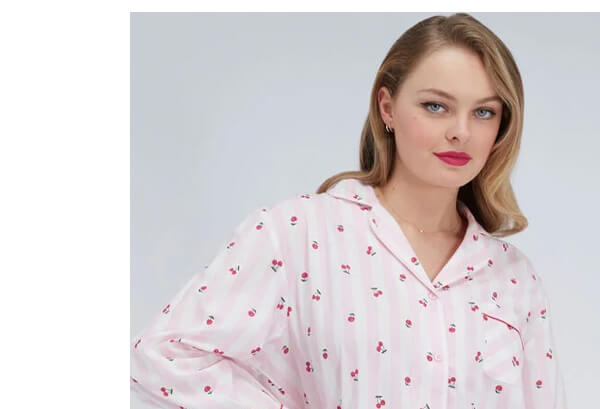 Cherry stripe cotton short pyjamas