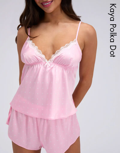 Kaya polka dot satin short cami set