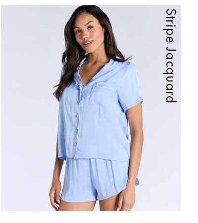 Stripe jacquard satin short pyjama set
