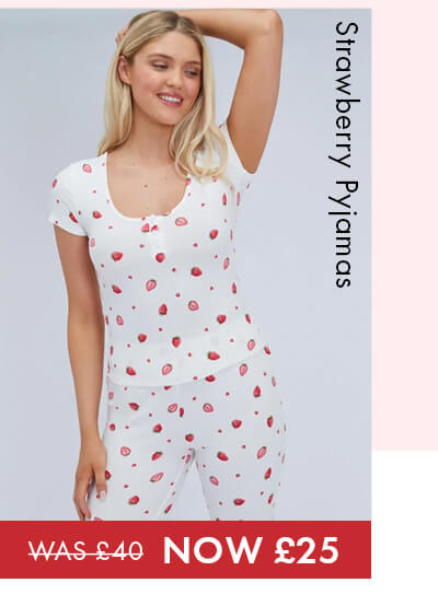 Strawberry ribbed pyjama set