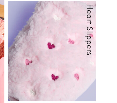 Teddy fleece heart embroidered mule slippers