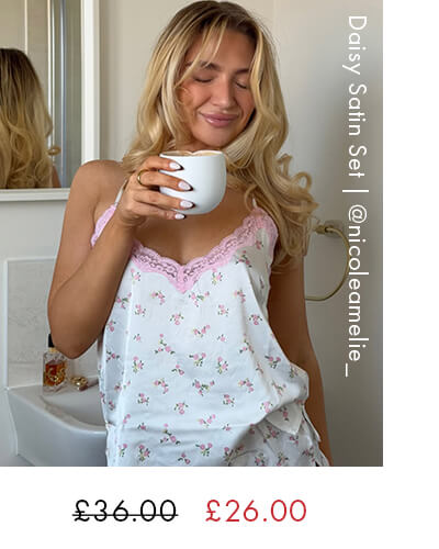 Daisy floral satin short cami set