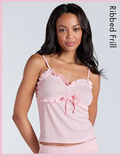 Frill ribbed cami pyjama set