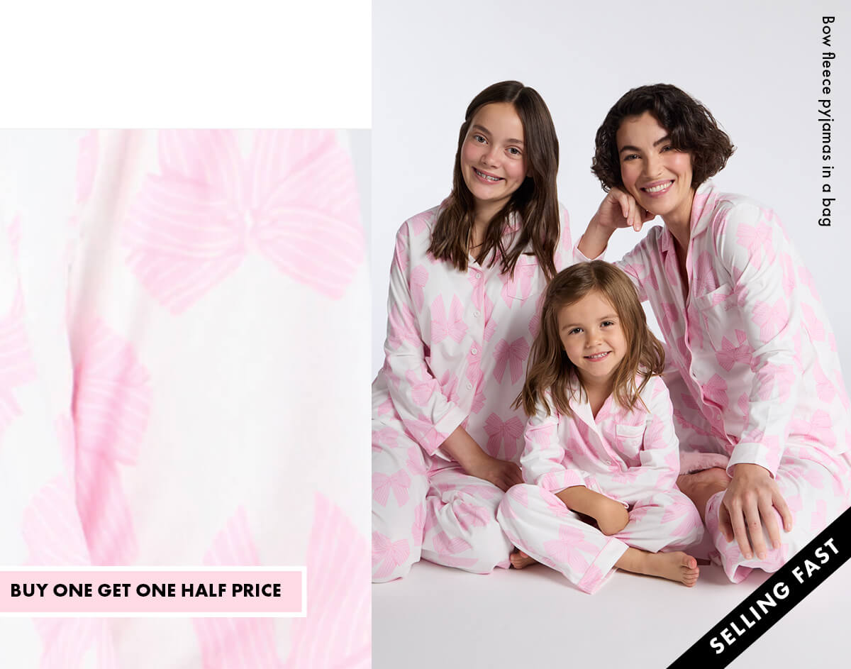 Bow fleece pyjamas in a bag