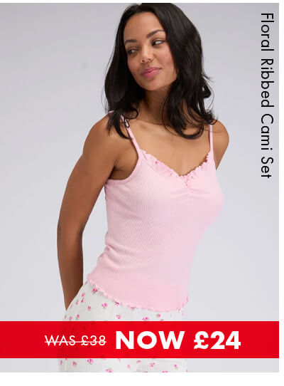 Floral ribbed cami