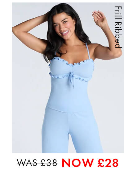 Frill ribbed cami pyjama set