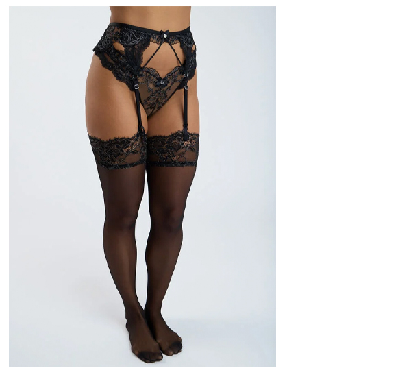 Lace top stockings - Black