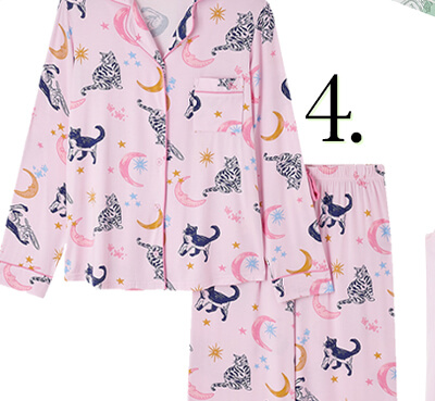 Cat & moon modal long pyjama set