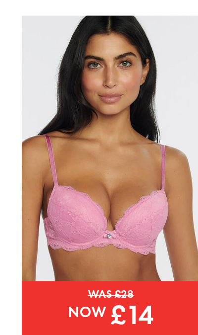 Mollie lace padded plunge bra - Pink