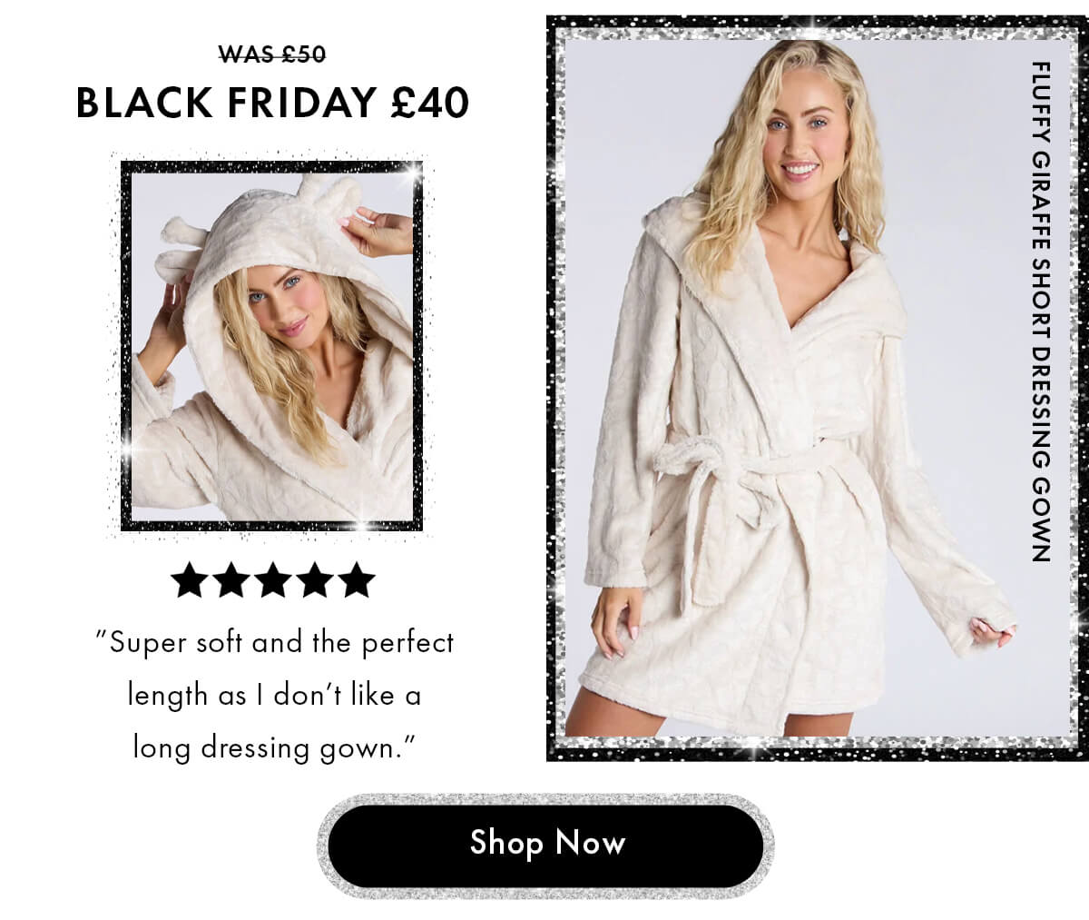 Fluffy giraffe short dressing gown