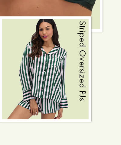 Striped oversized satin short pyjama set