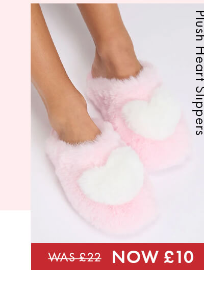 Plush heart mule slippers