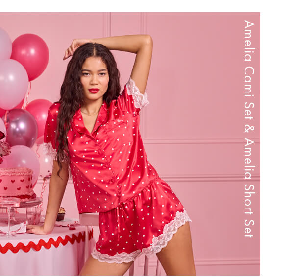 Amelia heart satin short pyjama set 