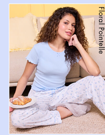 Floral pointelle pyjama set
