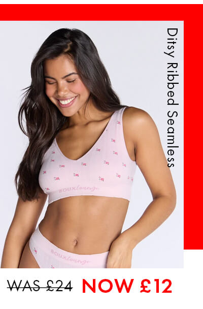 Ribbed seamless ditsy floral bralette - Pink Mix