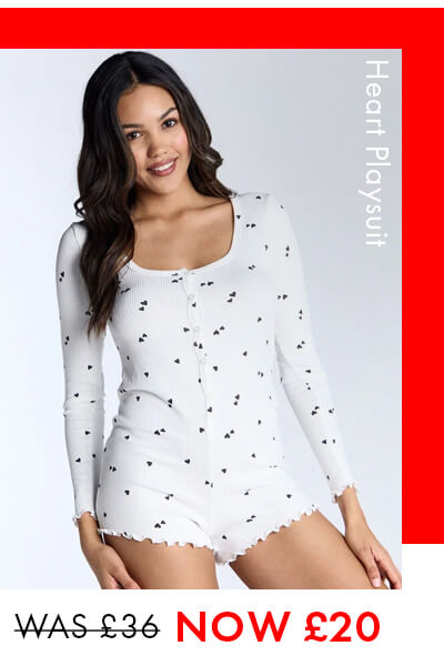 Heart ribbed playsuit