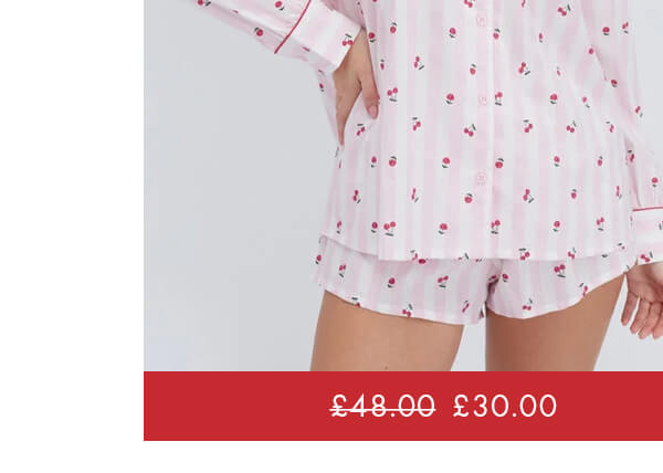 Cherry stripe cotton short pyjamas