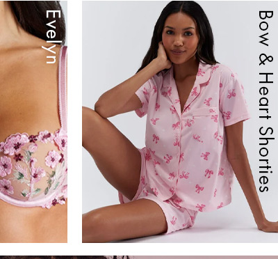 Bow & heart pyjama shorties in a bag