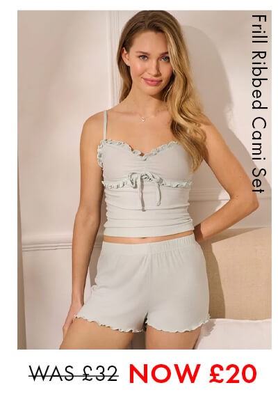 Frill ribbed cami short pyjama set