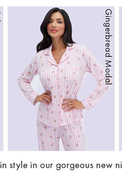 Gingerbread striped modal long pyjama set