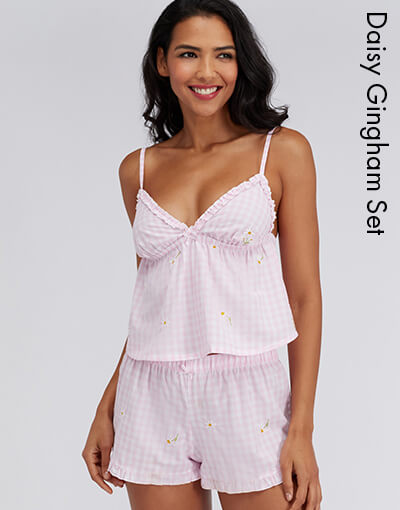 Daisy gingham cotton short pyjama set