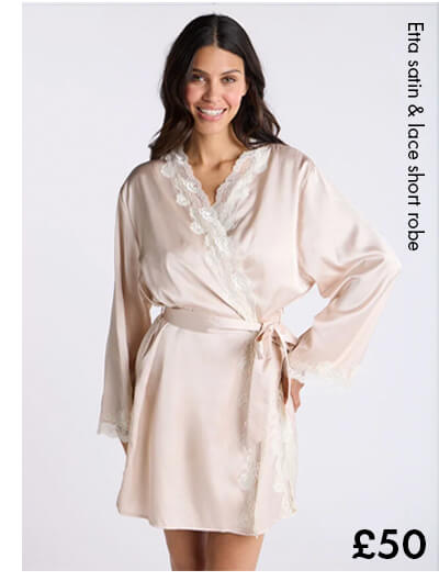 Etta satin & lace short robe