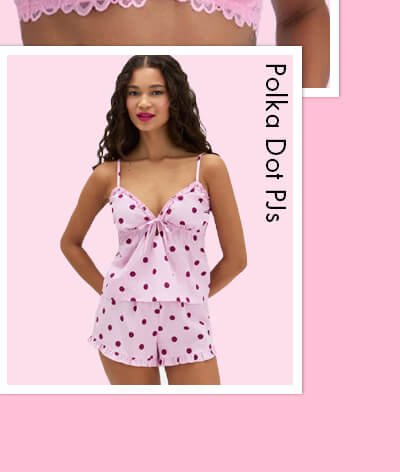 Polka dot cotton short cami set 