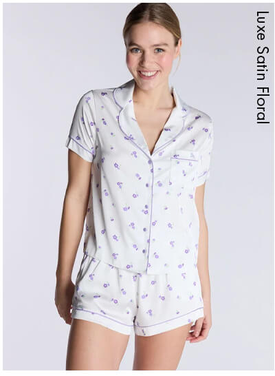 Luxe satin floral short pyjama set