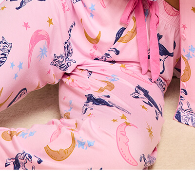 Cat & moon modal long pyjama set