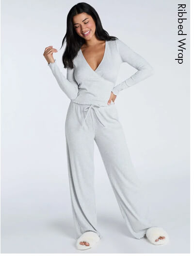 Ribbed wrap pyjama set