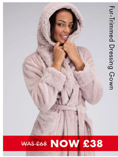 Fur trimmed gown
